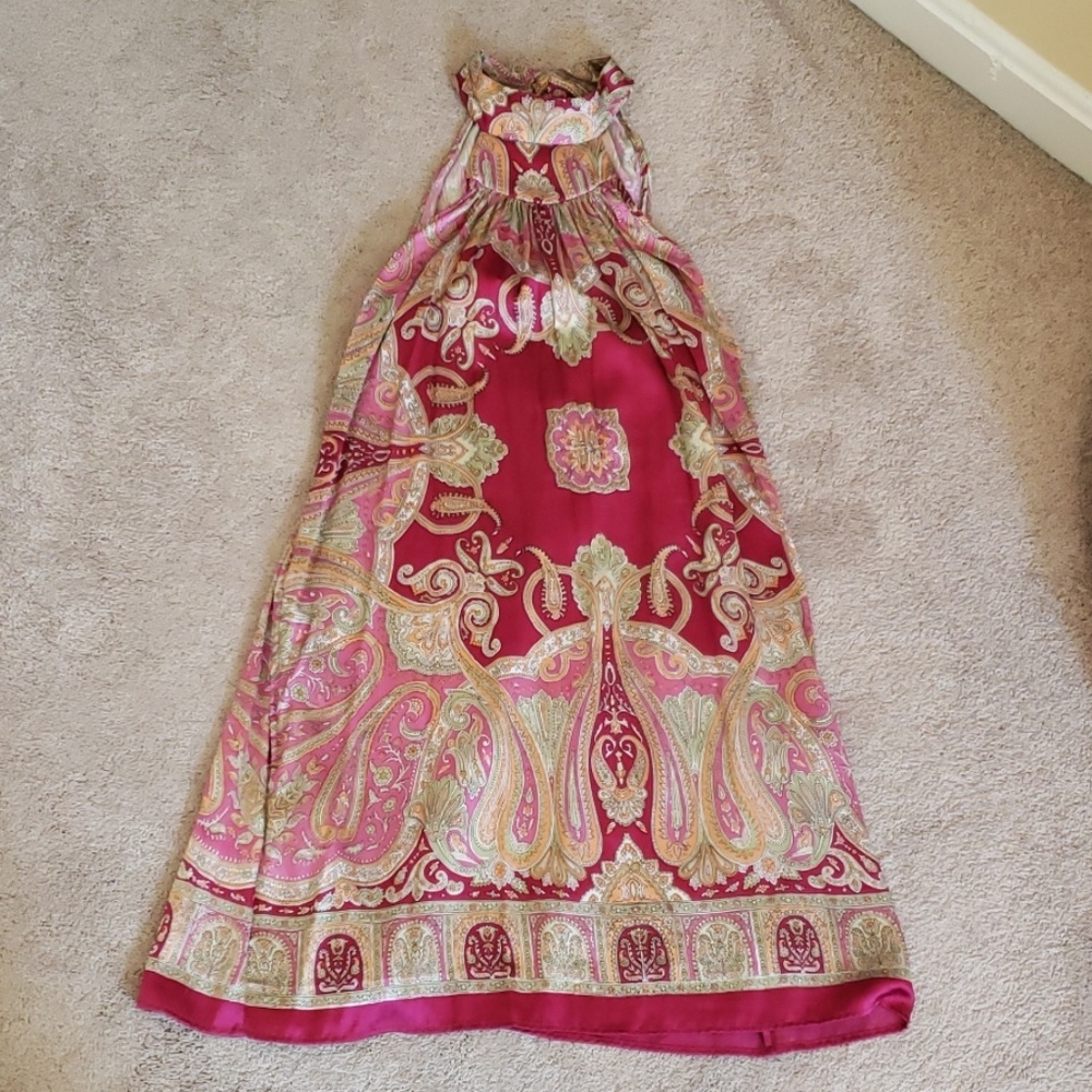 Silk sleeveless high neck dress